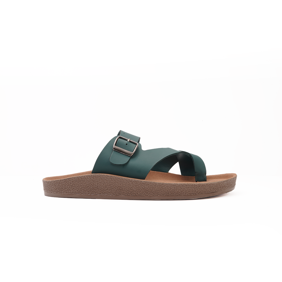 Men's Green Buckle Slides - 28106
