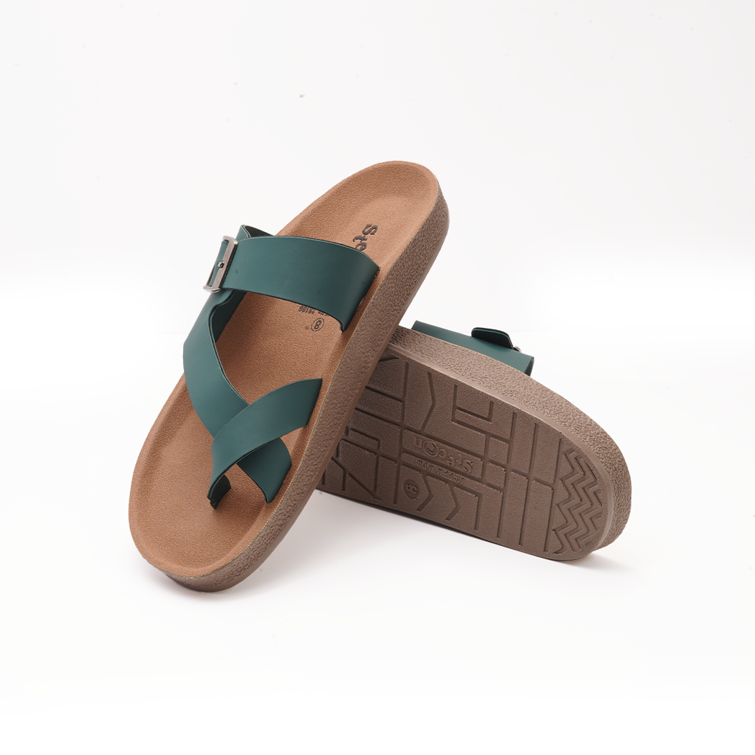 Men's Green Buckle Slides - 28106