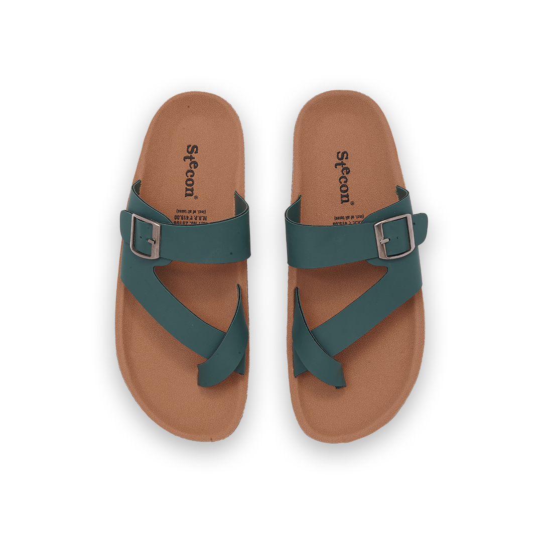 Men's Green Buckle Slides - 28106