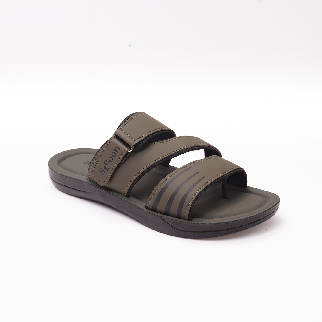 Men's Olive Green Multi-Strap Slides - 7506