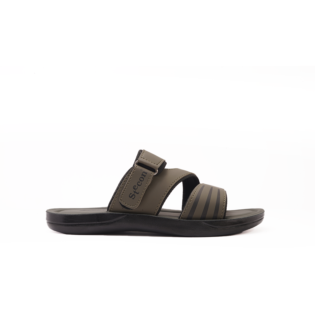 Men's Olive Green Multi-Strap Slides - 7506