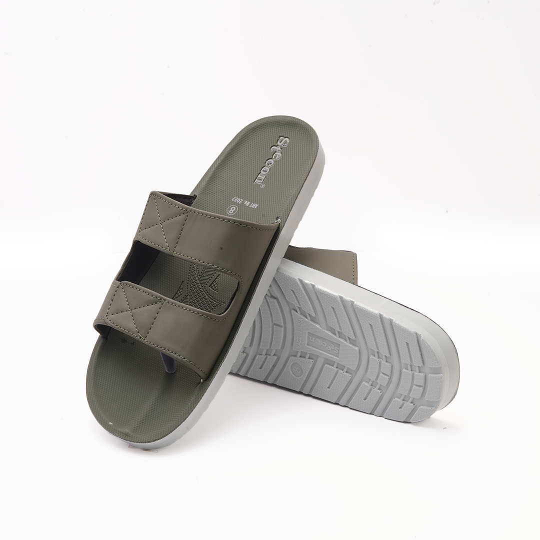 Men's Olive Green Double Strap Slides - 2022