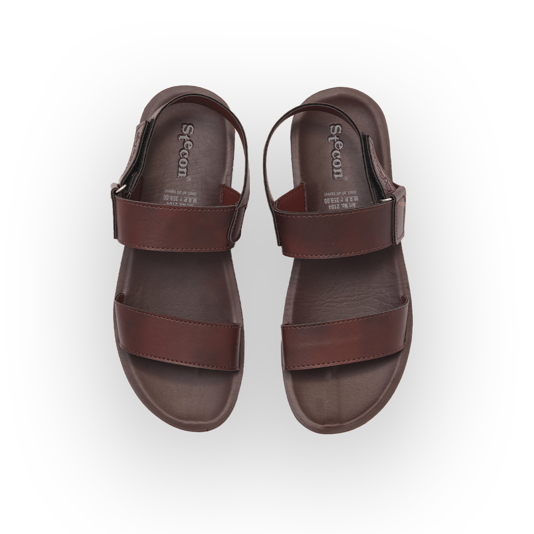 Men's Brown Double Strap Sandals - 4011