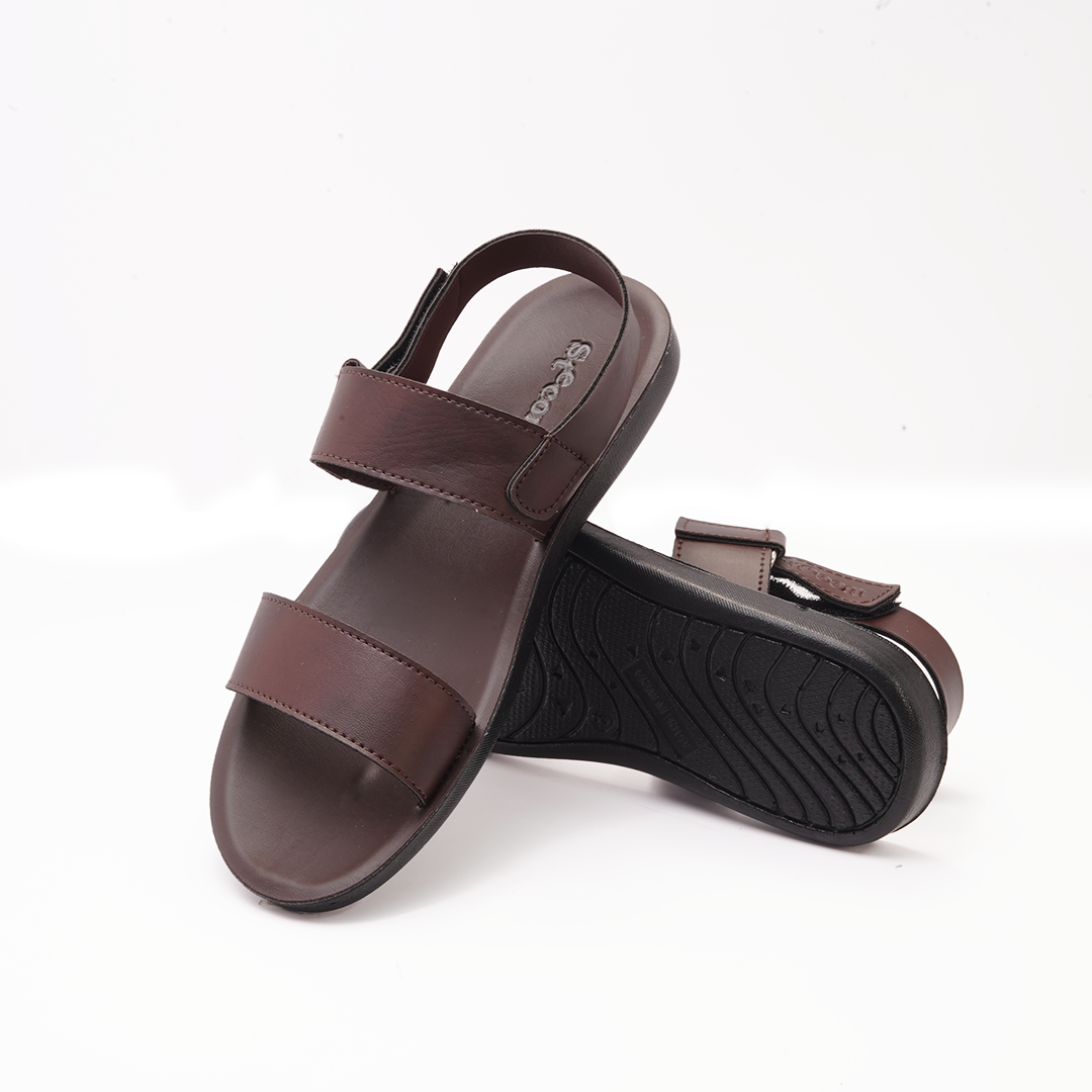 Men's Brown Double Strap Sandals - 4011