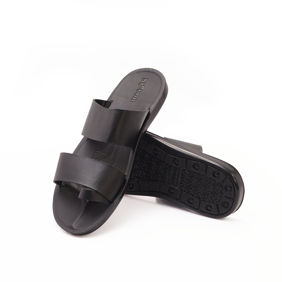 Men's Olive Green Cross-Strap Slides with Double Buckles - 9001