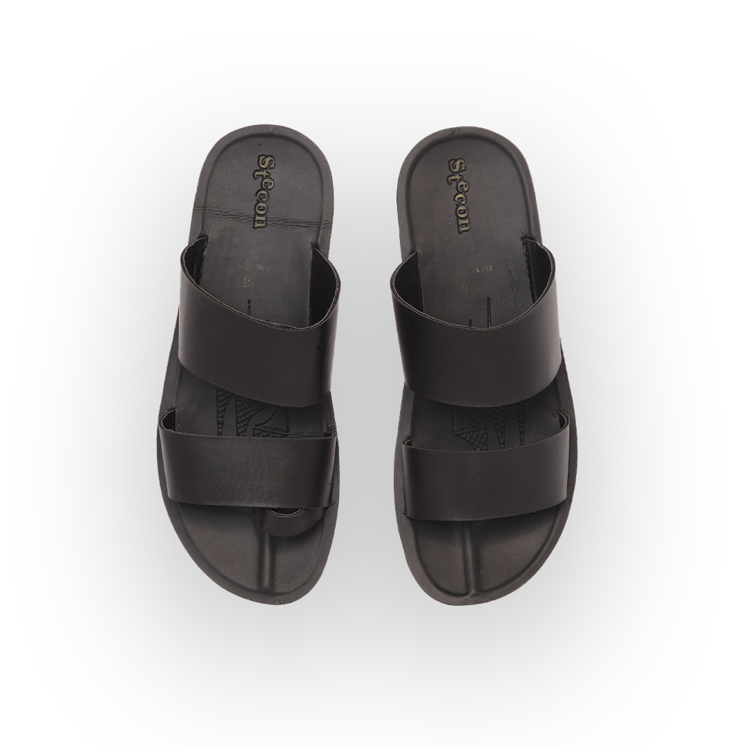 Men's Olive Green Cross-Strap Slides with Double Buckles - 9001