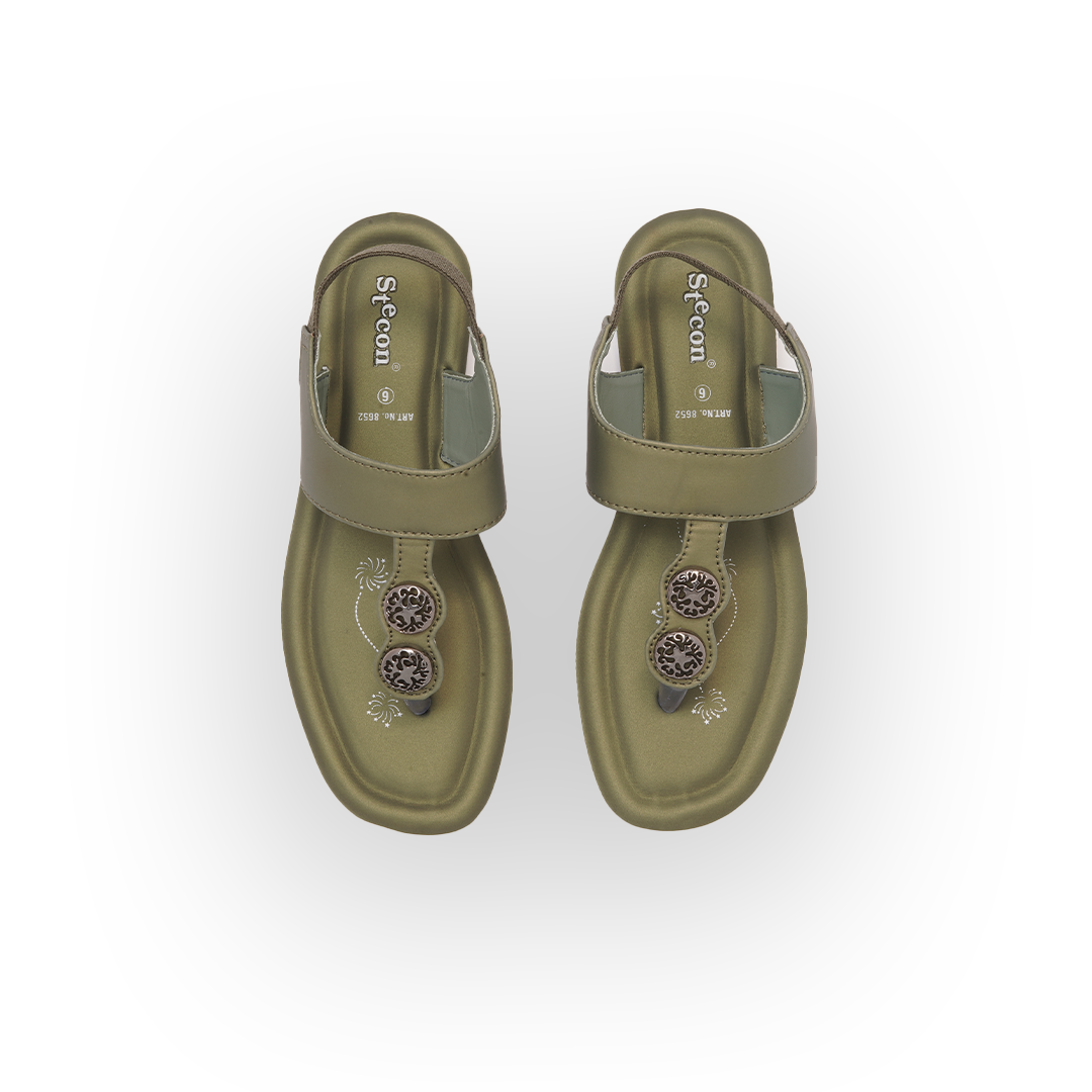 Women's Olive Green Thong Sandals - 8652