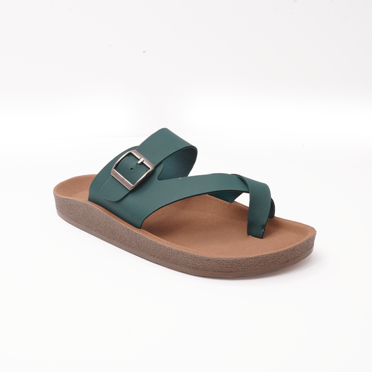 Men's Green Buckle Slides - 28106