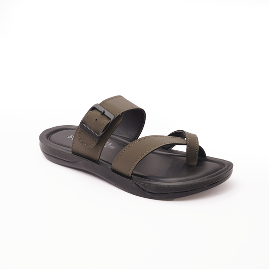 Men's Olive Green Buckle Slides - 7505