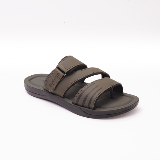 Men's Olive Green Multi-Strap Slides - 7506