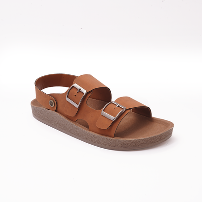 Men's Tan Double Buckle Slides - 28107