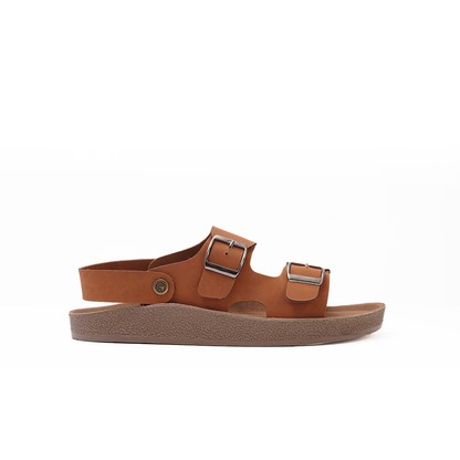 Men's Tan Double Buckle Slides - 28107
