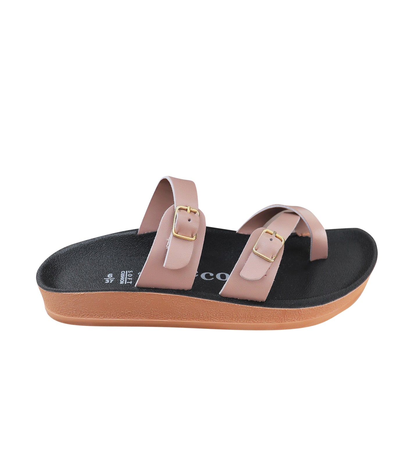Women's Pink Double Buckle Slides - 15105