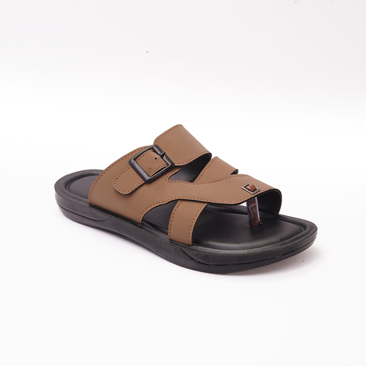 Men's Tan Multi-Strap Slides - 7507