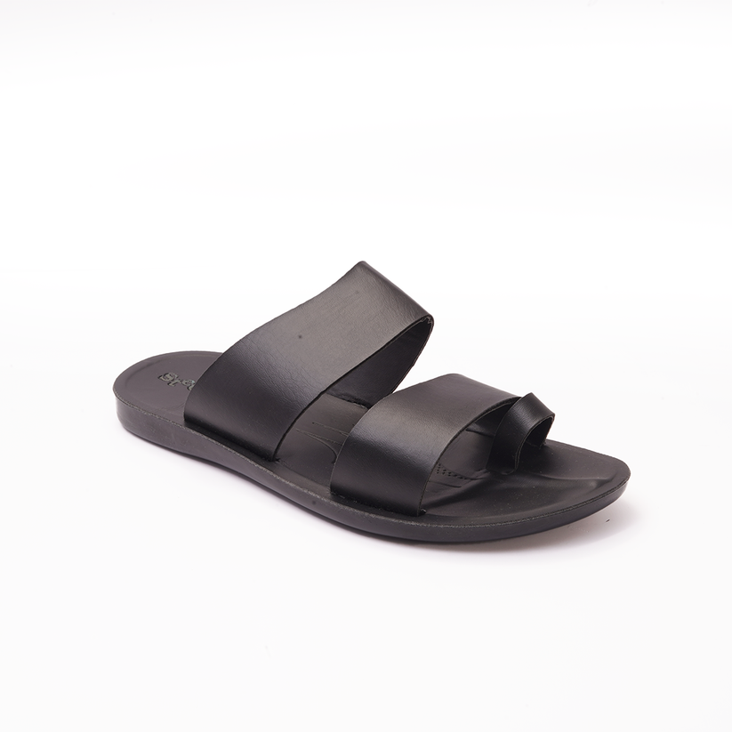 Men's Black CrossStrap Slides with Double Buckles 9001 STECON