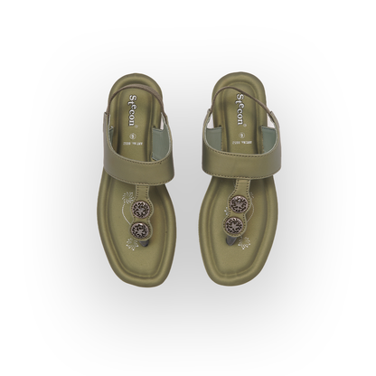 Women's Olive Green Thong Sandals - 8652