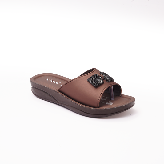 Women's Bronze Slides with Rhinestone Detail - 6757