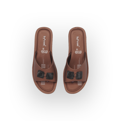 Women's Bronze Slides with Rhinestone Detail - 6757