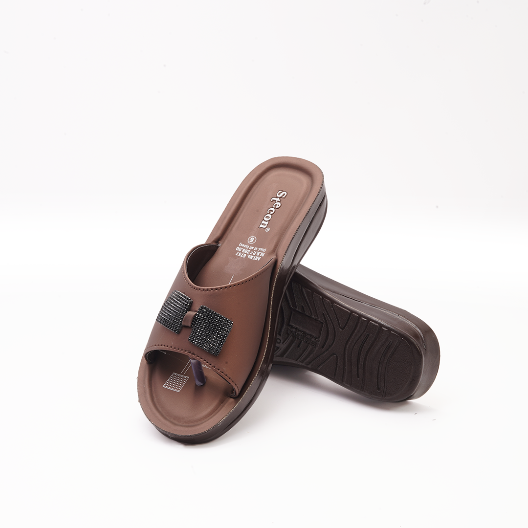 Women's Bronze Slides with Rhinestone Detail - 6757
