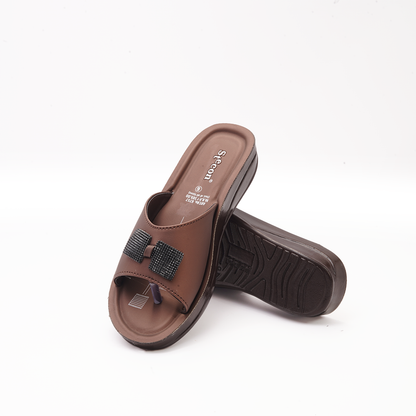 Women's Bronze Slides with Rhinestone Detail - 6757