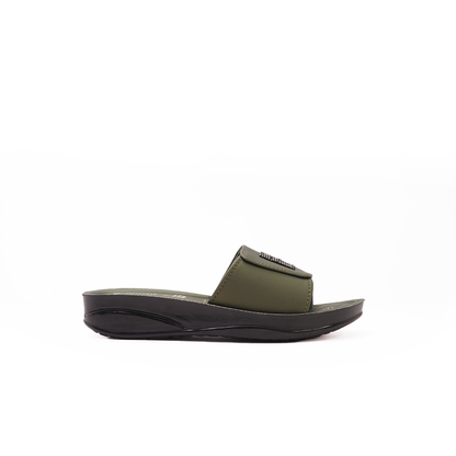 Women's Olive Green Slides - 6754
