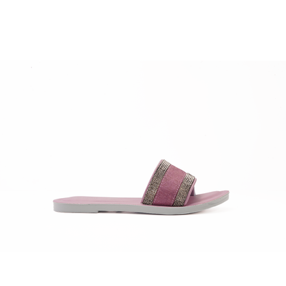 Women's Pink Slides with Rhinestone Detail - 5651