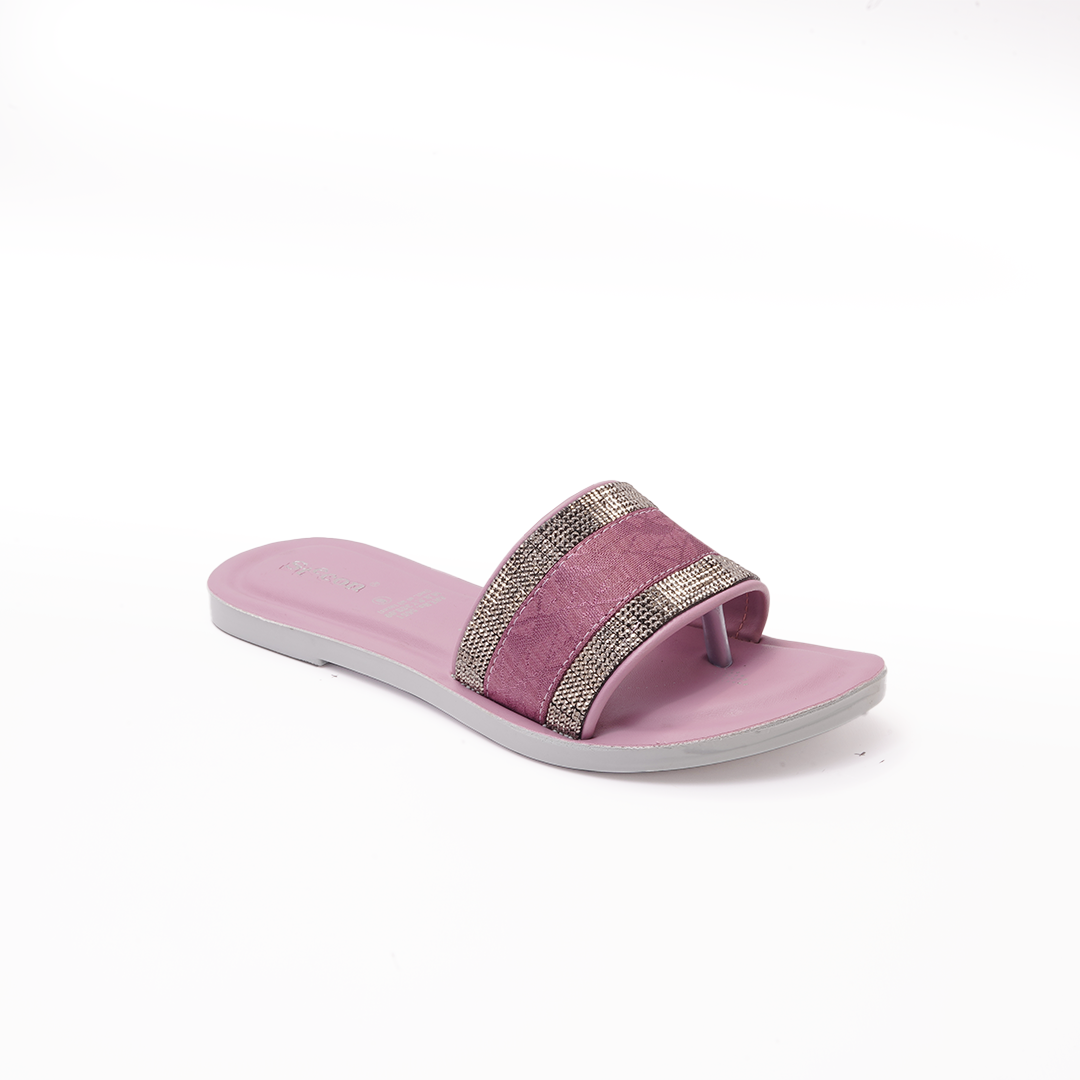Women's Pink Slides with Rhinestone Detail - 5651