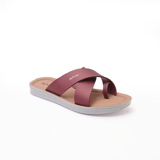 Women's Maroon Criss-Cross Slides - 23018