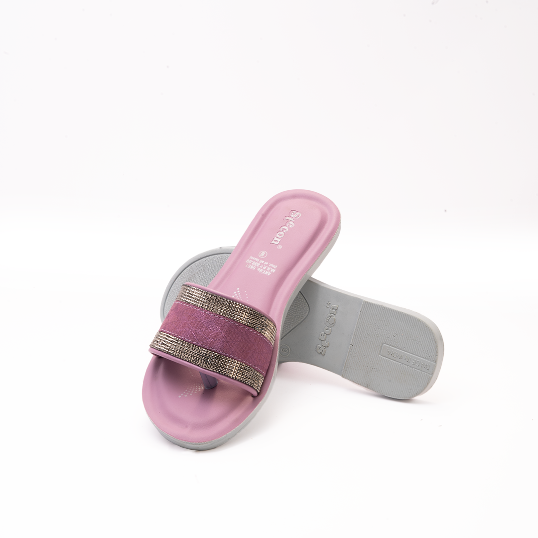 Women's Pink Slides with Rhinestone Detail - 5651