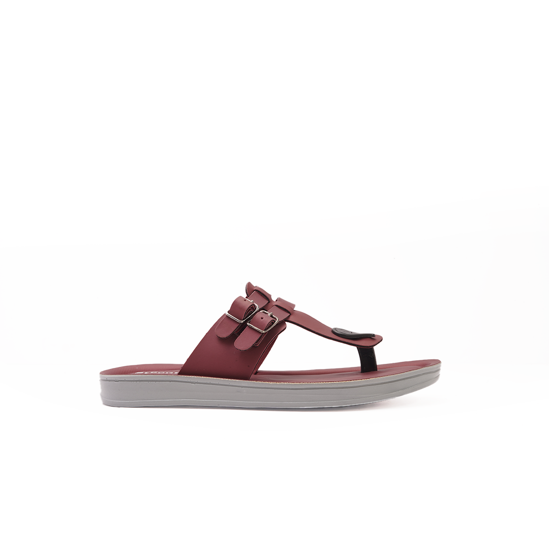 Women's Maroon Thong Sandals with Buckles - 23015